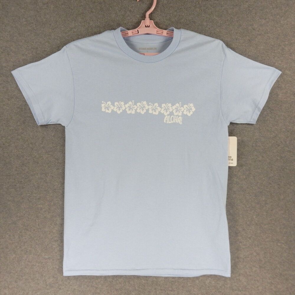 Aloha Hibiscus Womens TShirt Large Blue Big Island Hawaii Flower Kona Marlin